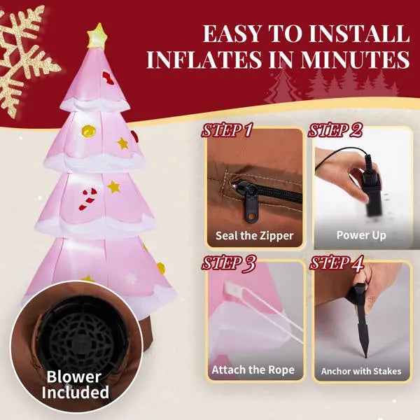 7.2FT Inflatable Christmas Tree - LED Lighted Blow Up Yard Decoration with RGB Light - DropOnline.co