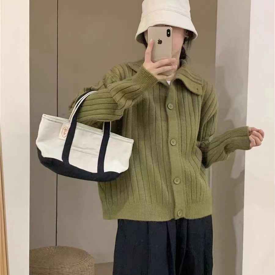 Vertical Single-breasted Turtleneck Knitting Idle Style Small Sweater