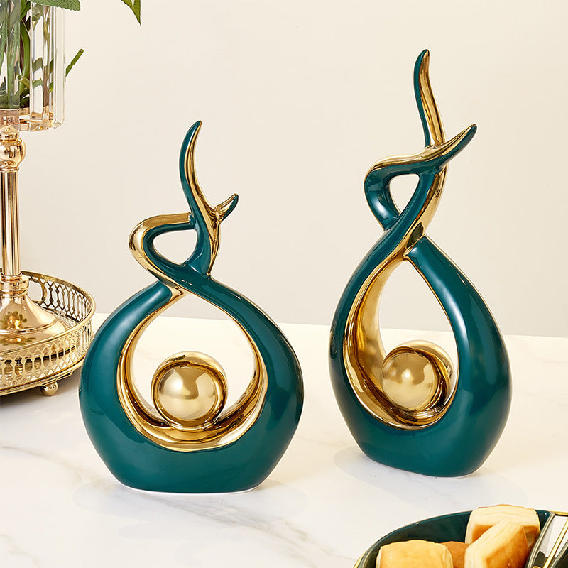 Premium Ceramic Entrance Decoration Ornaments - Light Luxury Abstract Home Accents