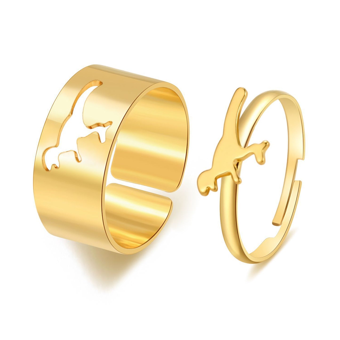 Hot Selling Creative Personality Butterfly 2-Piece Ring Set - Punk Style Couple Rings