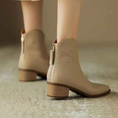 Brown French Short Boots For Women Spring And Summer