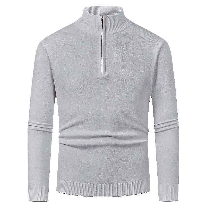 Men's Fashion Half Zipper Polo Sweater Casual Long Sleeve