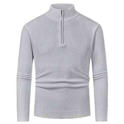 Men's Fashion Half Zipper Polo Sweater Casual Long Sleeve