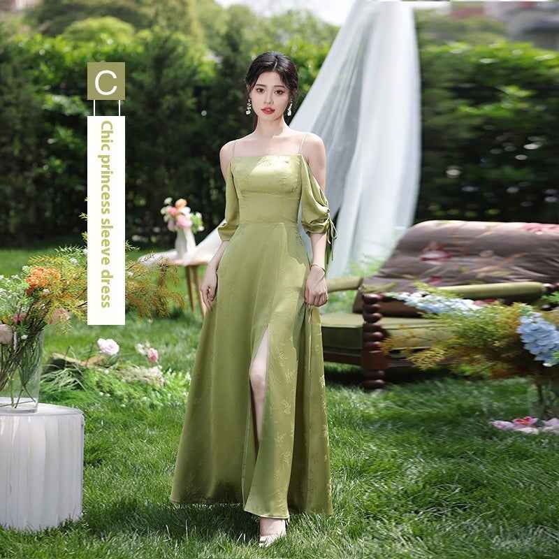 Green National Style Element Bridesmaid Dress