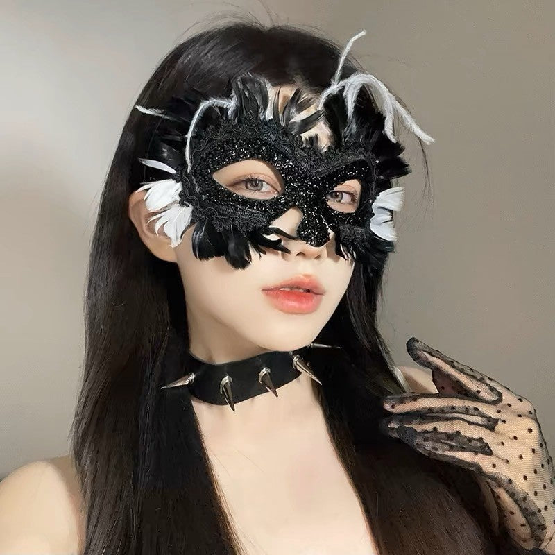 Halloween Half Face Mask - Werewolf White Design