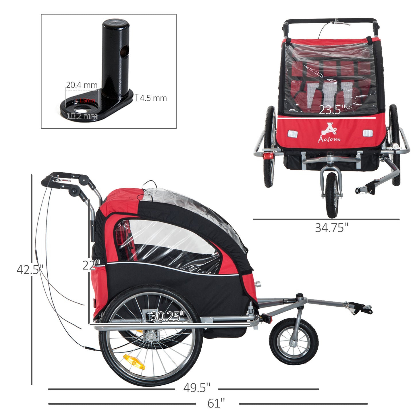 Elite 360 Swivel Bike Trailer for Kids Double Child Two-Wheel Bicycle Cargo Trailer With 2 Security Harnesses