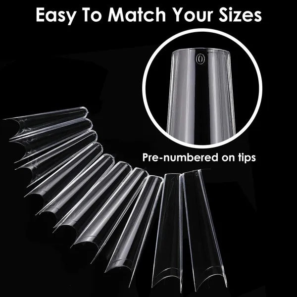 500Pcs False Nail Tips C Curve Half Cover French Nails Extra Long Fake
