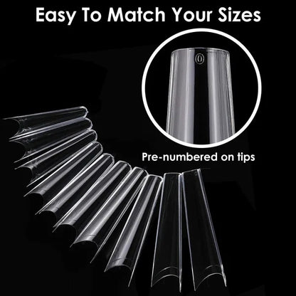 500Pcs False Nail Tips C Curve Half Cover French Nails Extra Long Fake - DropOnline.co