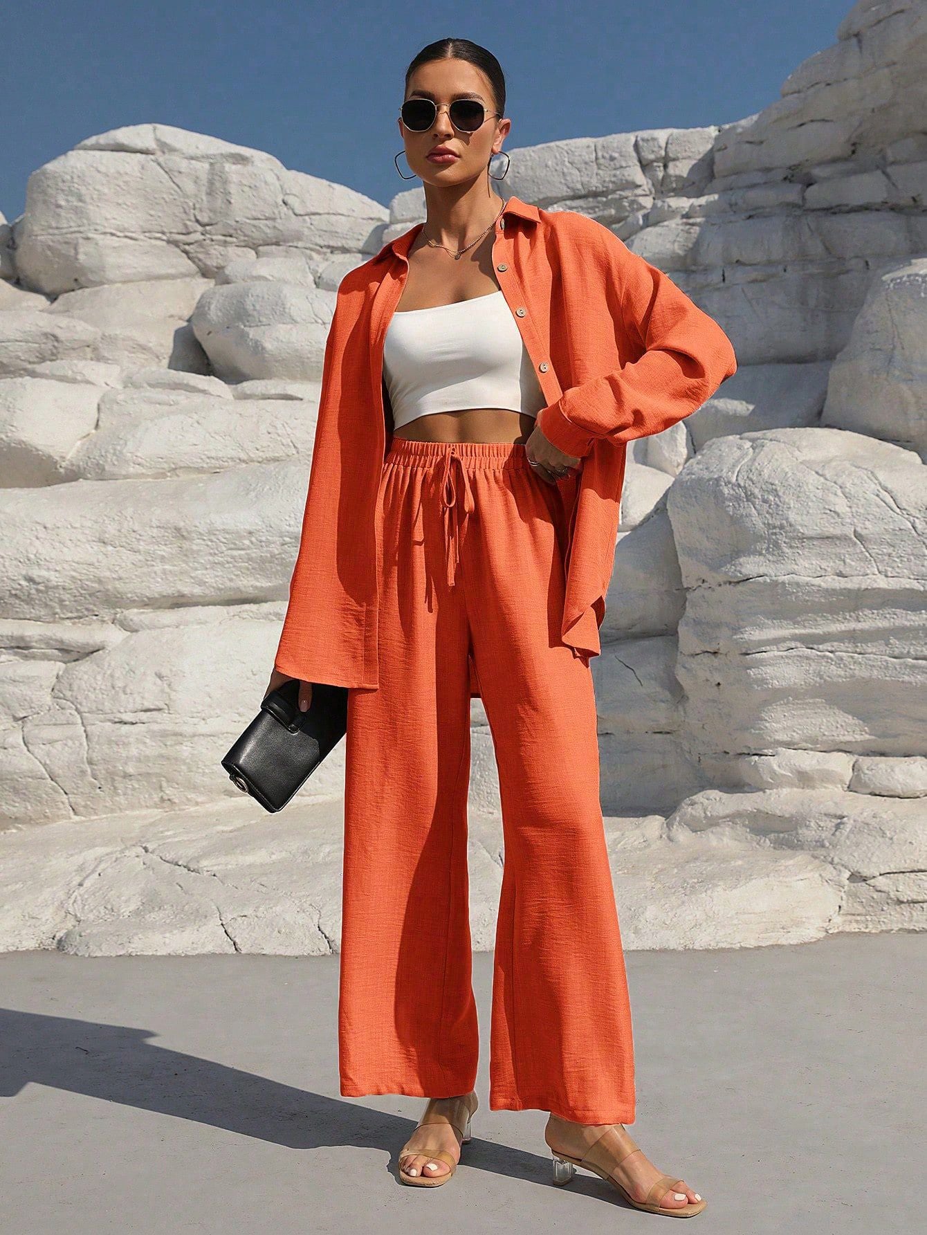 Women's Long Sleeve Cardigan Two-Piece Dress Set - Elegant Layered Outfit