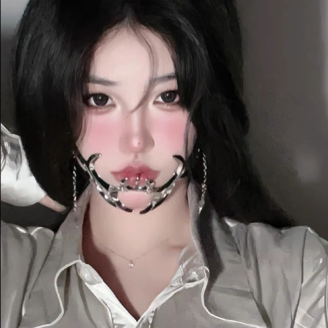 Halloween Half Face Mask - Werewolf White Design