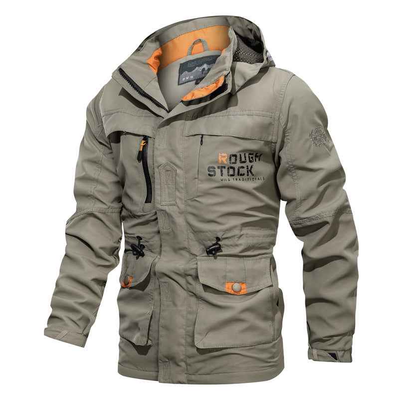 Men's Hooded Outdoor Jacket - Medium-Long Plus Size Casual Coat