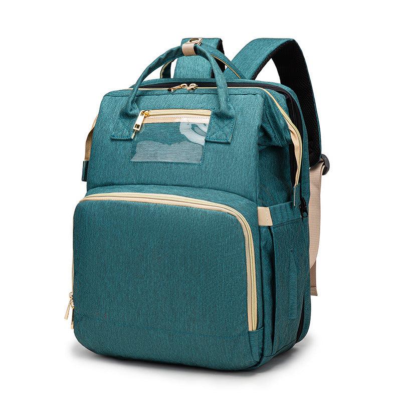 USB Charging Mommy Bed Backpack - Foldable Large Capacity Multi-Function Baby Bag