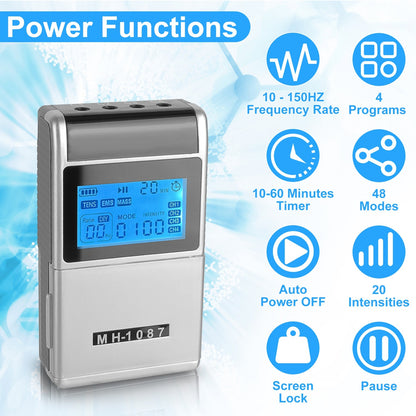 1Pc 4 Channel TENS Unit Muscle Stimulator Rechargeable Digital TENS Muscle Massager With 48 Modes 20 Intensity Levels 8 Pads Timer - DropOnline.co