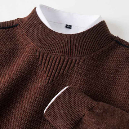 Men's Knitted Half-Turtleneck Inverted Triangle Jacquard Sweater