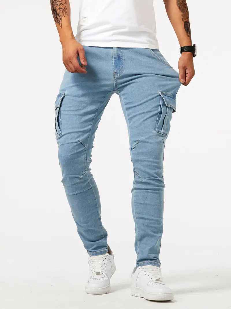 European And American Men's Side Pocket Skinny Jeans
