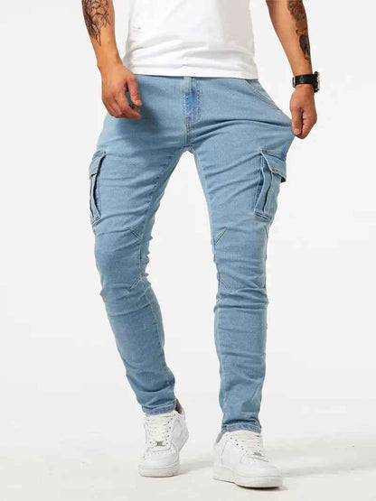 European And American Men's Side Pocket Skinny Jeans