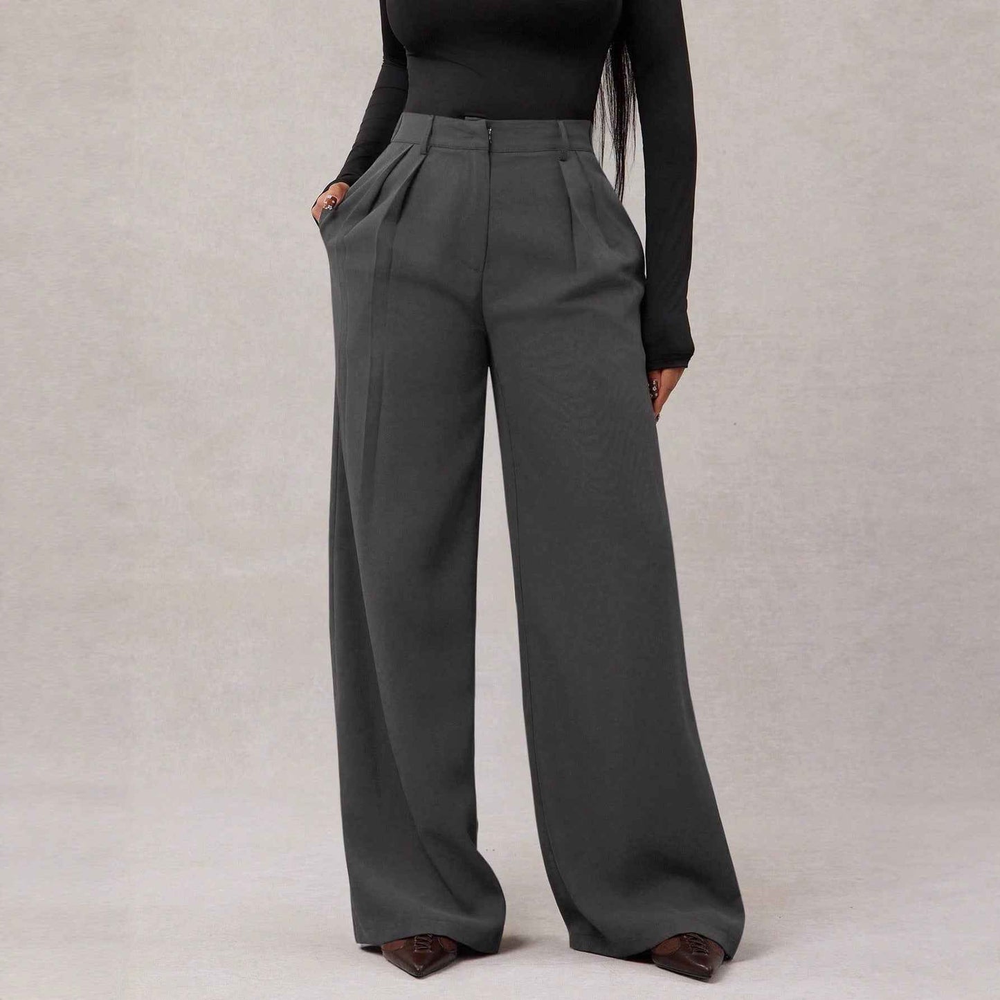 New Women's Casual Loose Straight-leg Business Commuting Wide-leg Pants