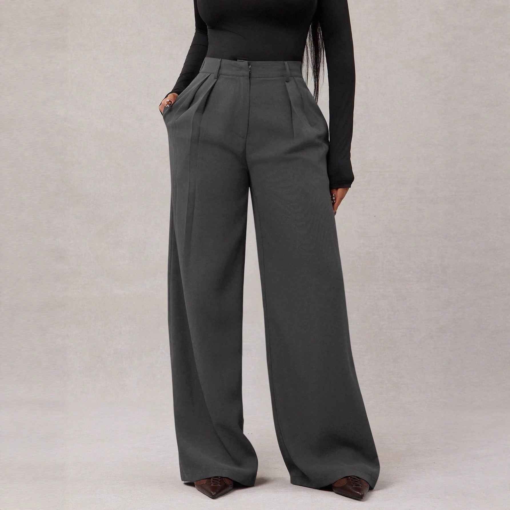New Women's Casual Loose Straight-leg Business Commuting Wide-leg Pants