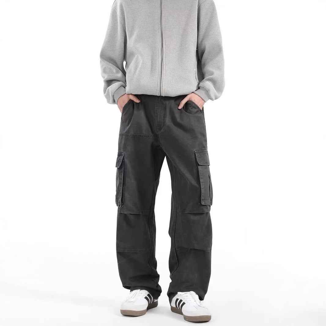 American Retro High Street Multi-pocket Cargo Pants Men