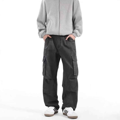 American Retro High Street Multi-pocket Cargo Pants Men