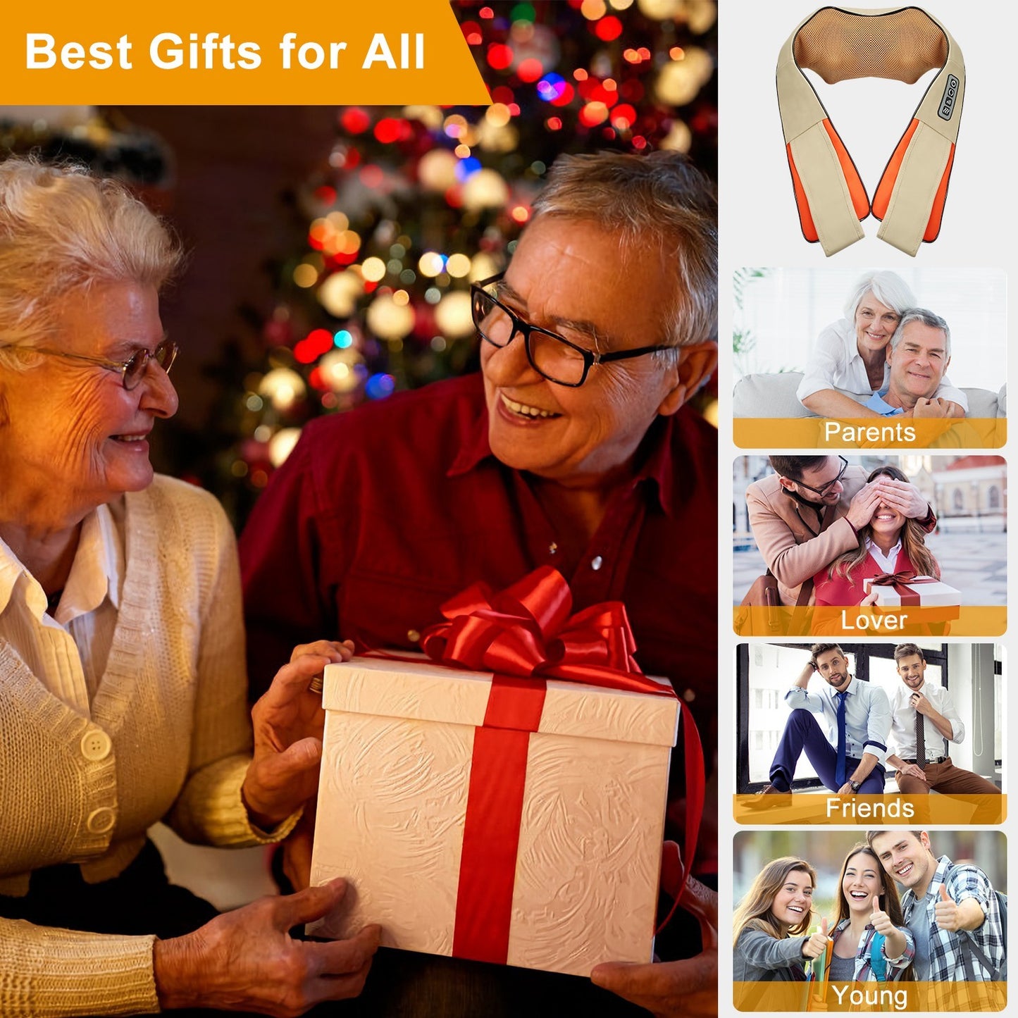 1Pc Neck Shoulder Massager Electric Back Massage Cape With Heat Deep Tissue 3D Kneading Massage Neck Waist Shiatsu Massager Pillow For Muscles Pain Relief Relax In Car Office And Home