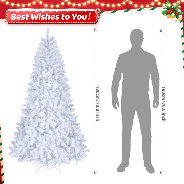 White 7ft, 950 Branches, PVC Material Christmas Tree