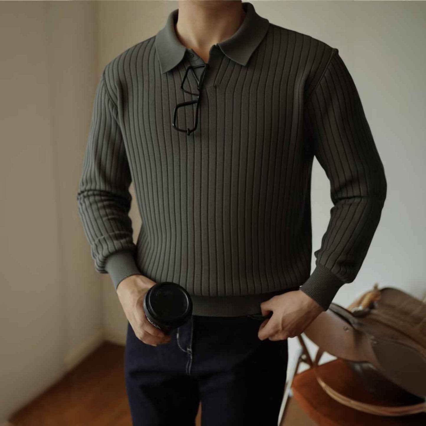 Men's Spring And Autumn Inner Wear V-neck Sweater