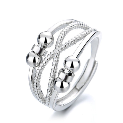 Rotatable Ring With Open Design Fashion Double-layered Hollow Line Anxiety Relief Rings For Women - DropOnline.co