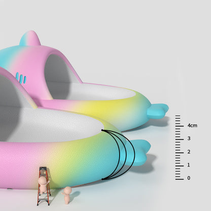 Gradient Rainbow Shark Slippers Women's Summer Indoor - DropOnline.co