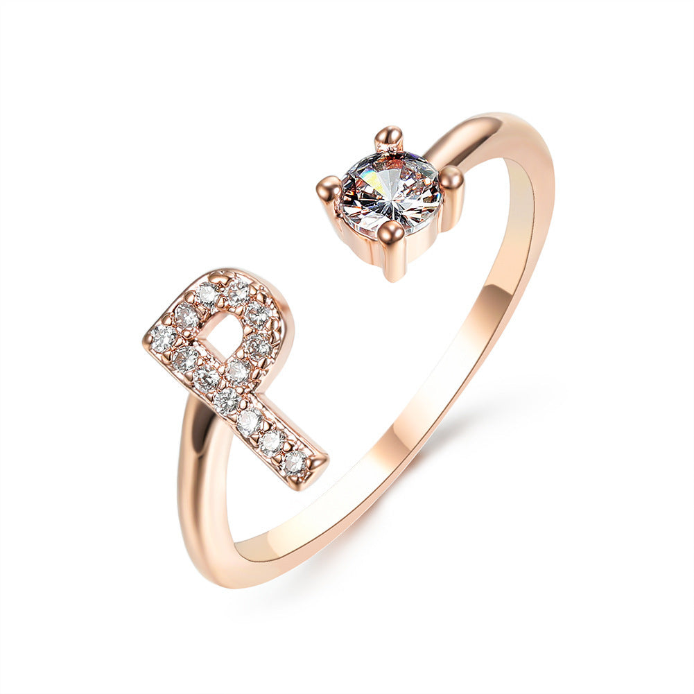 Adjustable Initial Letter Ring - Personalized Alphabet Jewelry