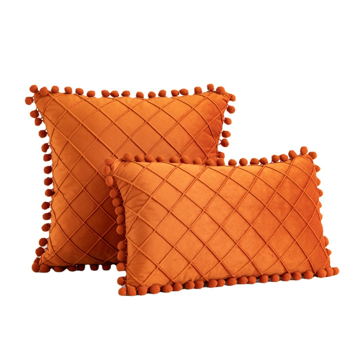 Velvet Fur Ball Decorative Pillow - Luxurious Textured Accent Cushion