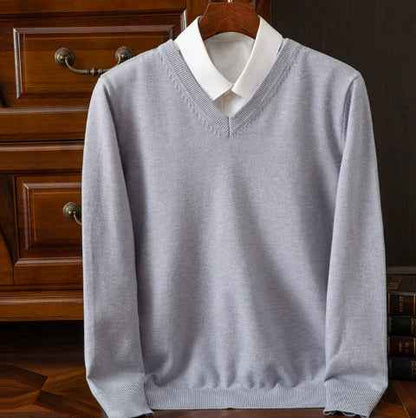 Knitted Sweater V-neck Men's Pullover Base Shirt
