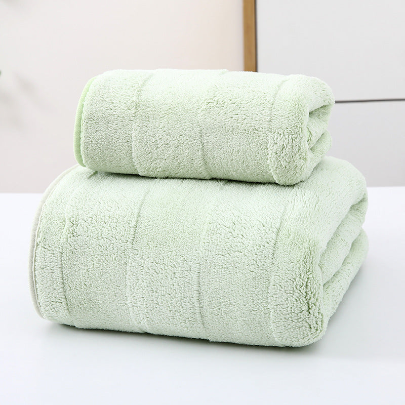 Wide Stripe Dark Stripe Coral Velvet Printing Towels Suit