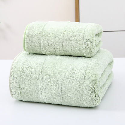 Wide Stripe Dark Stripe Coral Velvet Printing Towels Suit