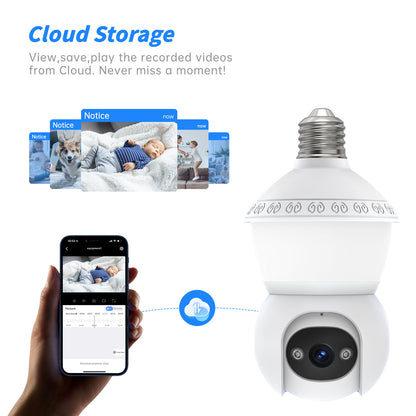 PTZ Bulb Camera E27 Full-Color Panoramic HD Wireless Light Bulb Surveillance CMOS Home WiFi Pan-Tilt Cloud - DropOnline.co