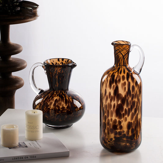 Premium Tortoiseshell Glass Vase - Elegant Home Decoration Ornament