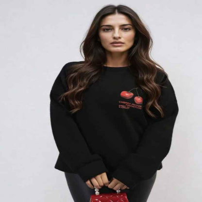 Women's Round Neck Print Long Sleeves Sweater