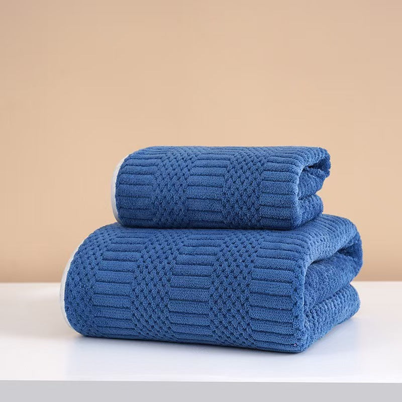 Wide Stripe Dark Stripe Coral Velvet Printing Towels Suit