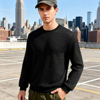 Loose Casual Men's Simple Sporty Jacquard Round-neck Long-sleeved Sweatshirt