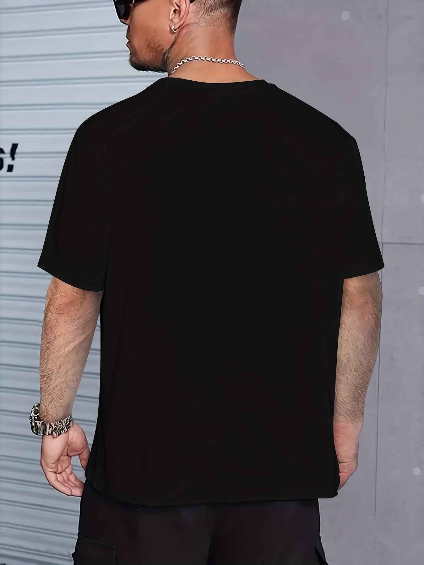 Men's Dog Print T-shirt, Casual Short Sleeved Round Neck T-shirt, Men's Outdoor T-shirt