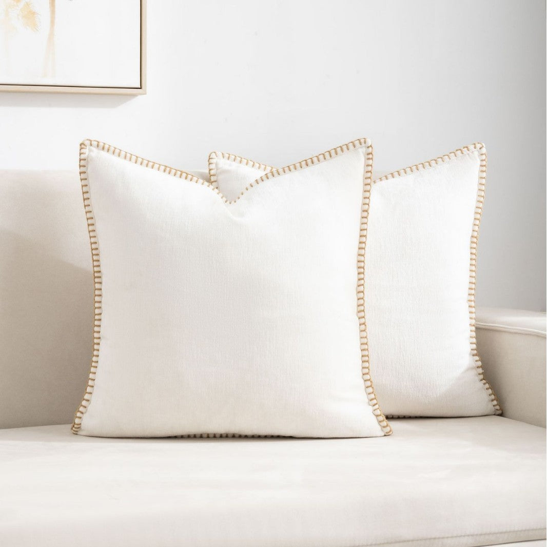 Wool Edge Pillow Cover - Natural Fiber Decorative Cushion Case