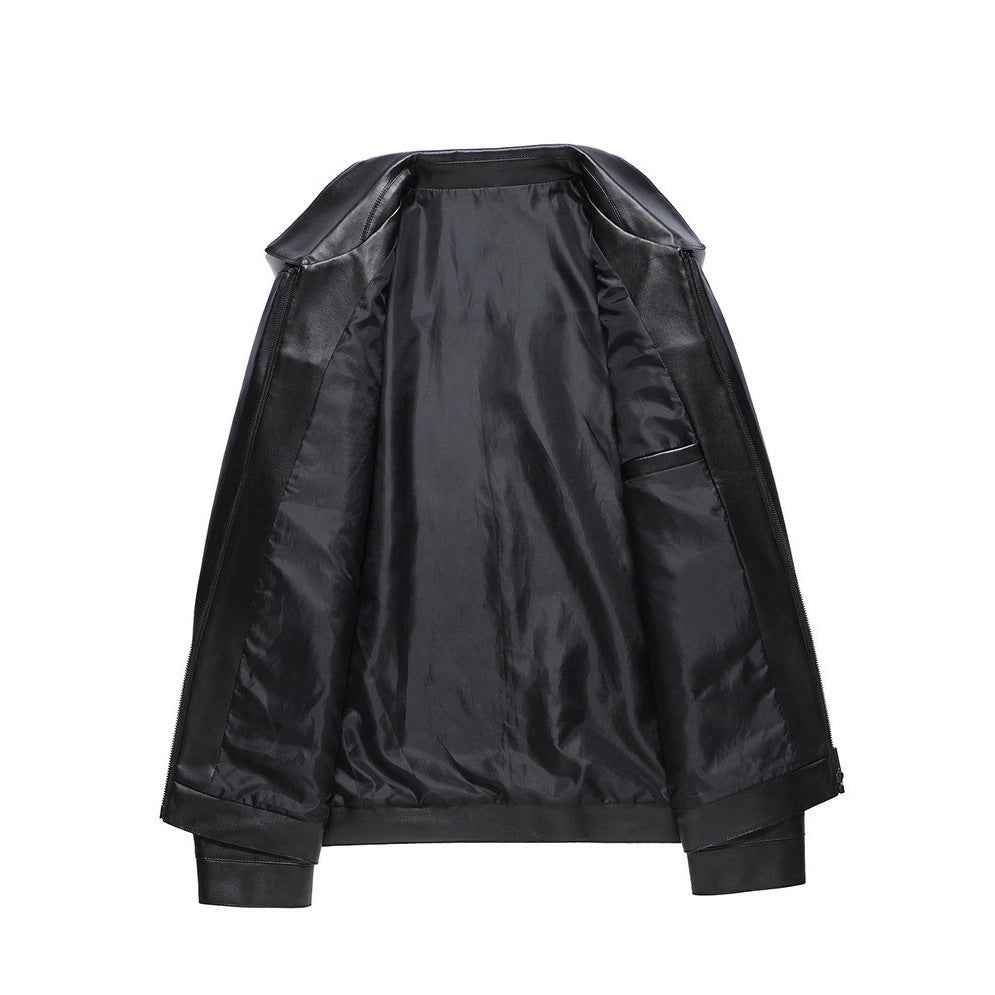 Turn-down Collar Leather Jacket For Spring And Autumn Business