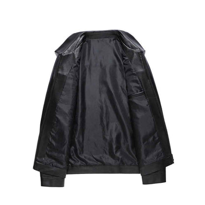 Turn-down Collar Leather Jacket For Spring And Autumn Business