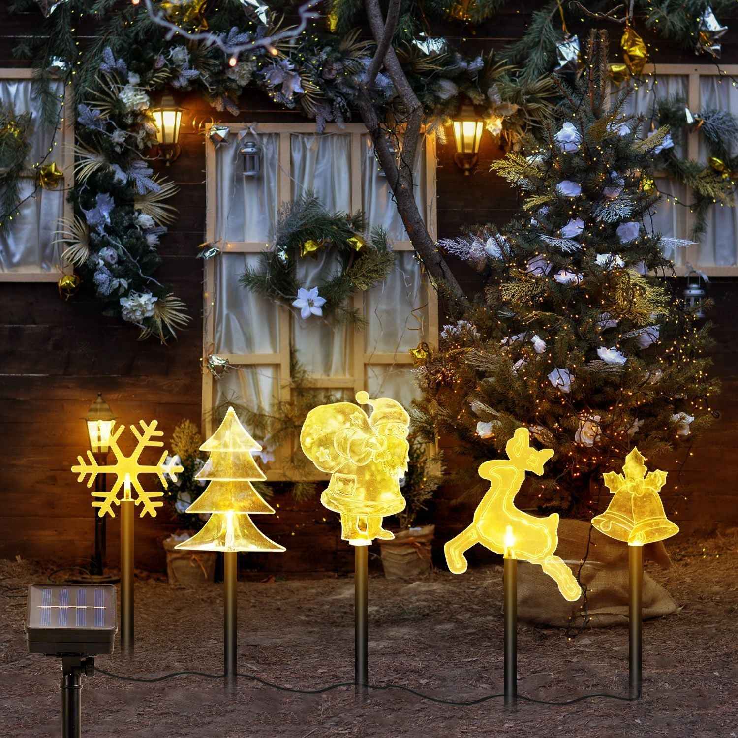 5Pcs Mixed Christmas Solar Stake Light Set - Waterproof Outdoor Landscape Light - DropOnline.co