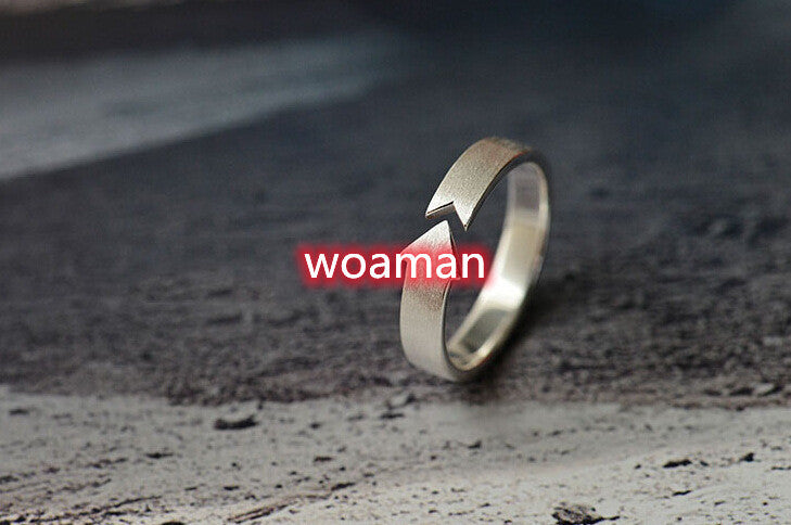 Sterling Silver Arrow Couple Ring - Brushed Finish Adjustable Band Set