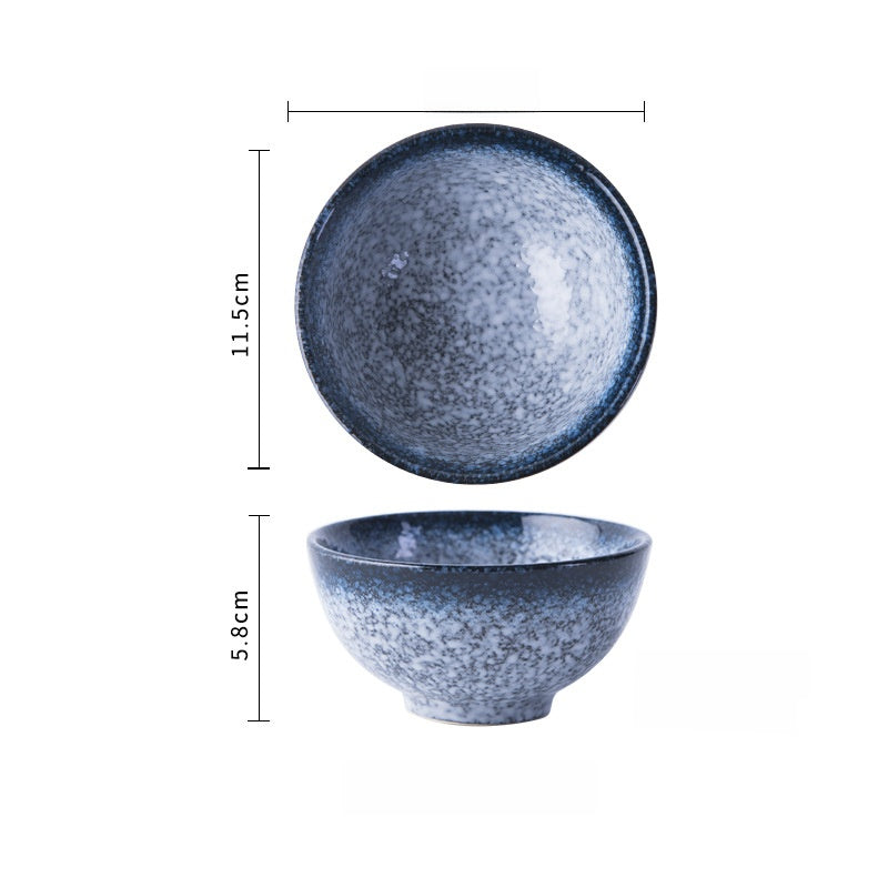 Japanese-Style Porcelain Rice Bowl - Microwave Safe Ceramic Dining Bowl