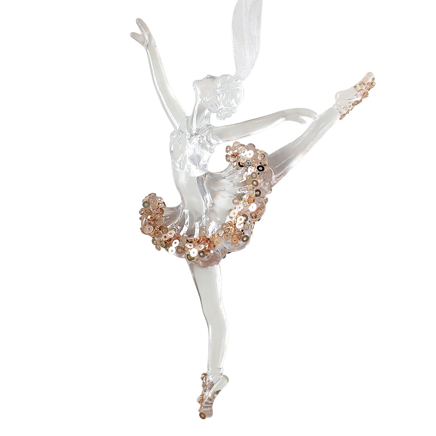 Christmas Sequined Acrylic Pendant - Transparent Champagne Gold Ornament Decoration