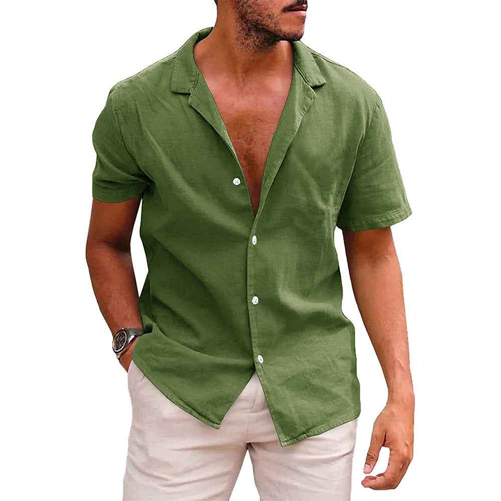 Men's Casual Button Down Beach Shirt - Short Sleeve Summer Top