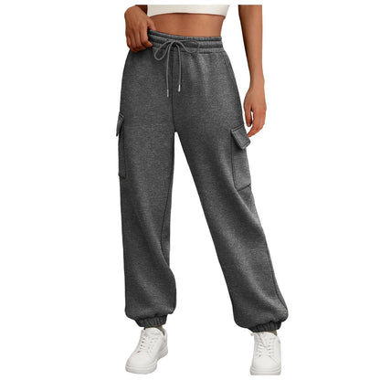 Women's Fleece-Lined Sweatpants - Baggy Athletic Jogger Trousers with Pockets - DropOnline.co