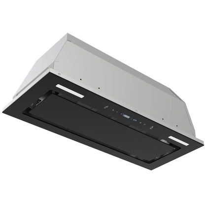 Range Hood Insert 30 Inch 800 CFM, Built-in Vent Hood Black Glass Gesture & Touch Control Kitchen Exhaust Fan, Mesh Filters Recirculating Stove Hood Dual LED Lights Ducted/Ductless Convertible